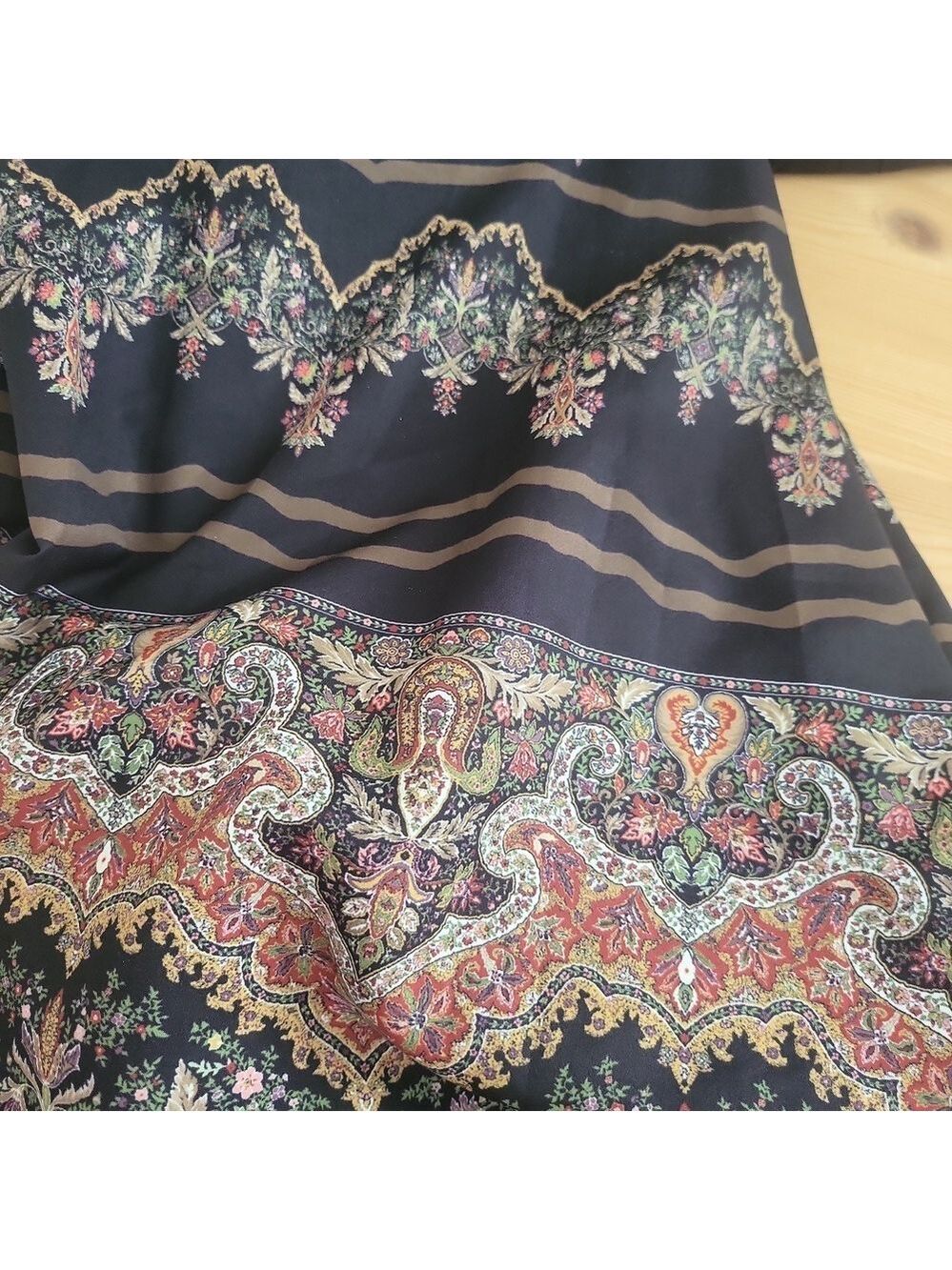 Noracora Black Floral Boho Midi Dress Small Embroidered Border NWT - Picture 6 of 8